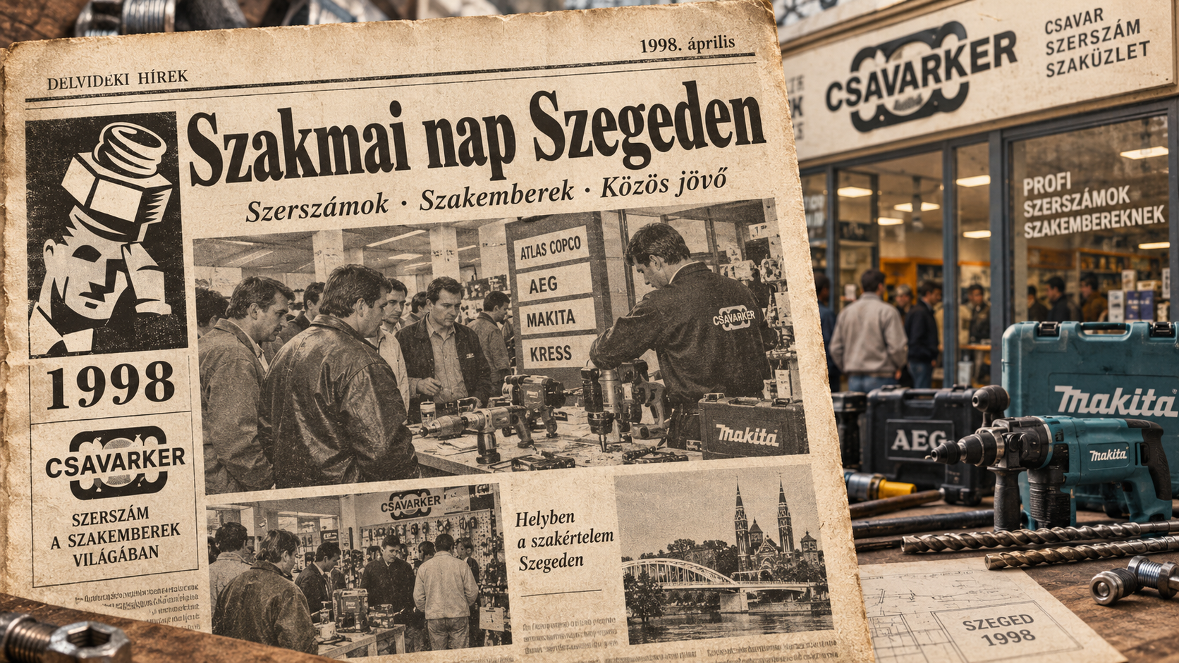 Szakmai nap a Brüsszeli körúton – már 1998-ban kipróbálható gépekkel várta az iparosokat a Csavarker